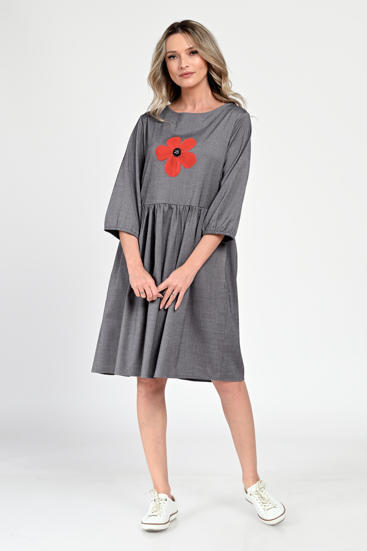 Rochie Medie Dama, Casual, Gri V307 - 4 | YEO